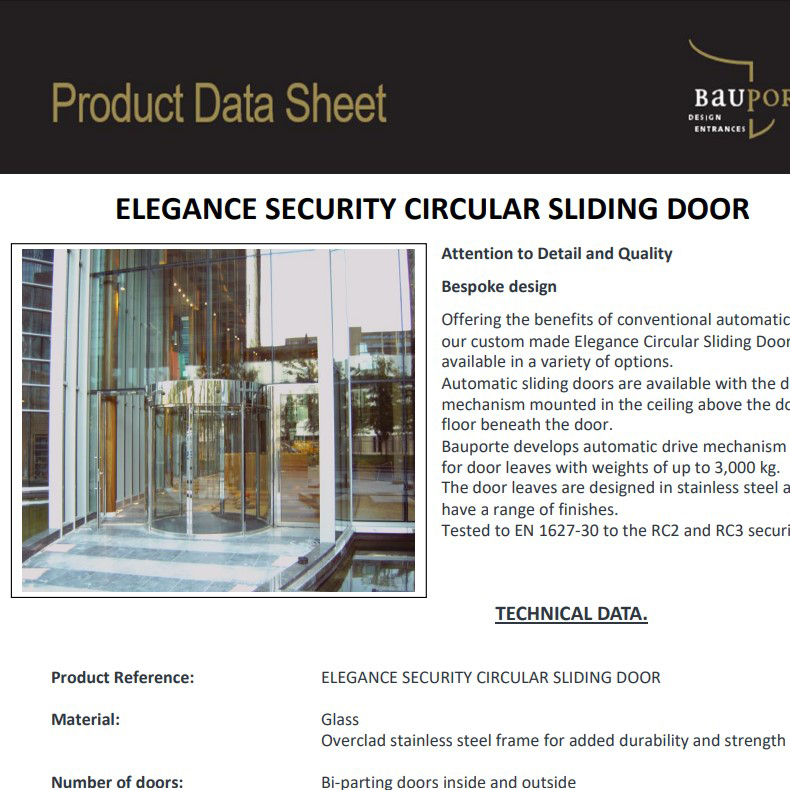 Elegance Security Circular Sliding Door